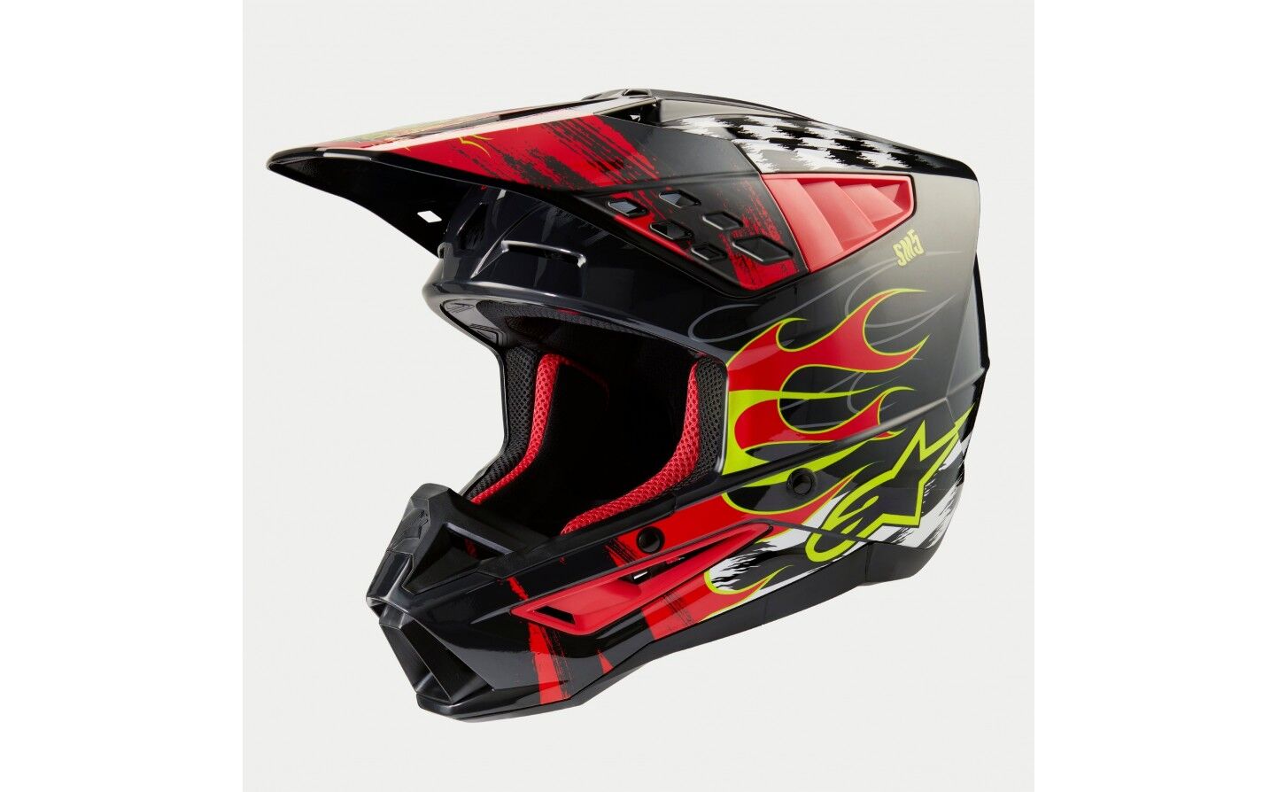 Casco Alpinestars S-M5 Rash Gris Oscuro Rojo Brillo  8307023-9033