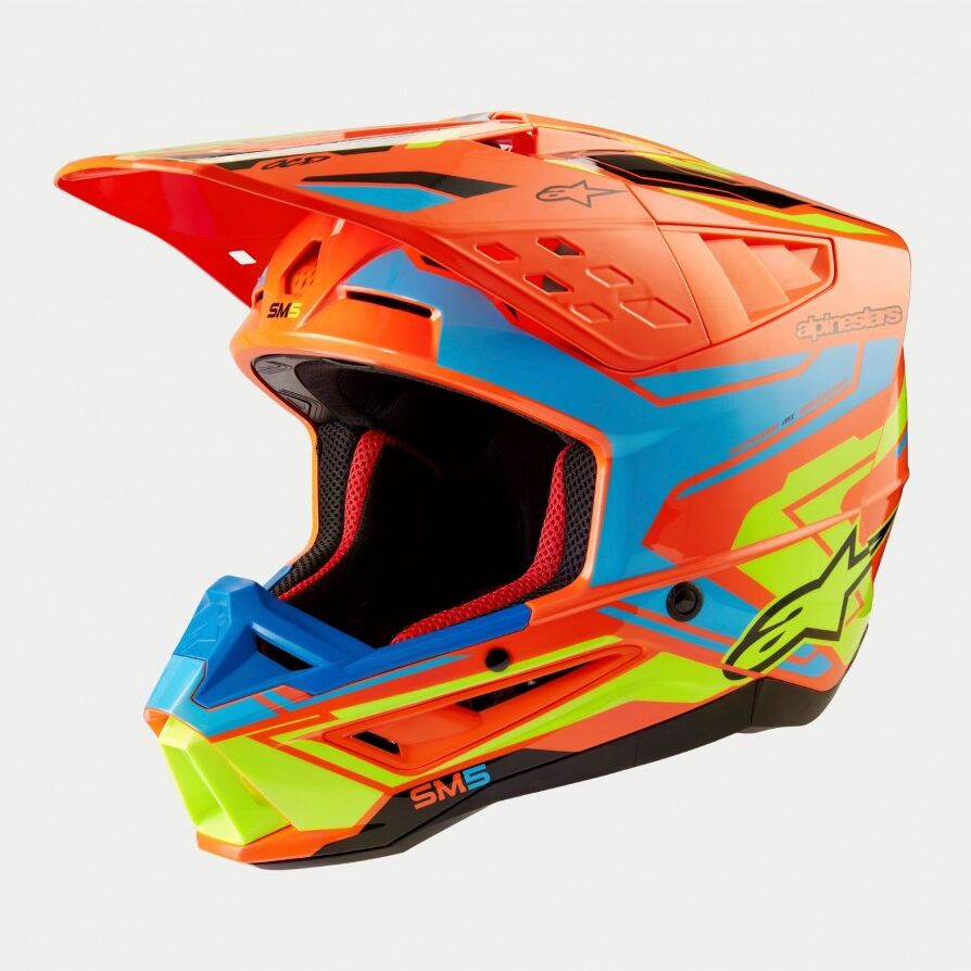 Casco Alpinestars S-M5 Action 2 Naranja Fluor Amarillo Cian Fluor Brillo  830602