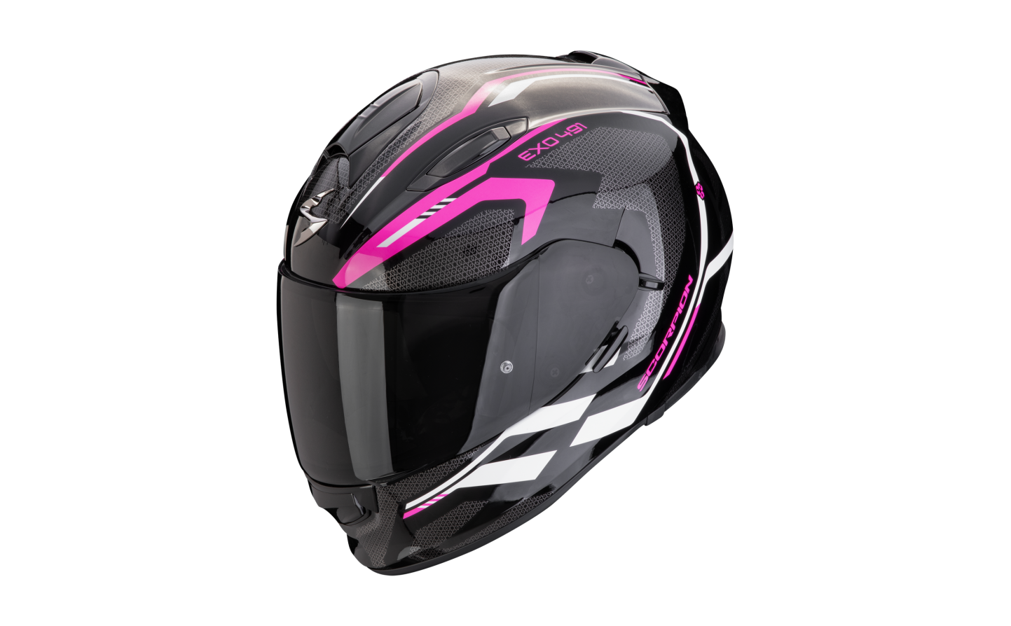 Casco Scorpion Exo-491 Kripta Negro Rosa Blanco  48-450-334