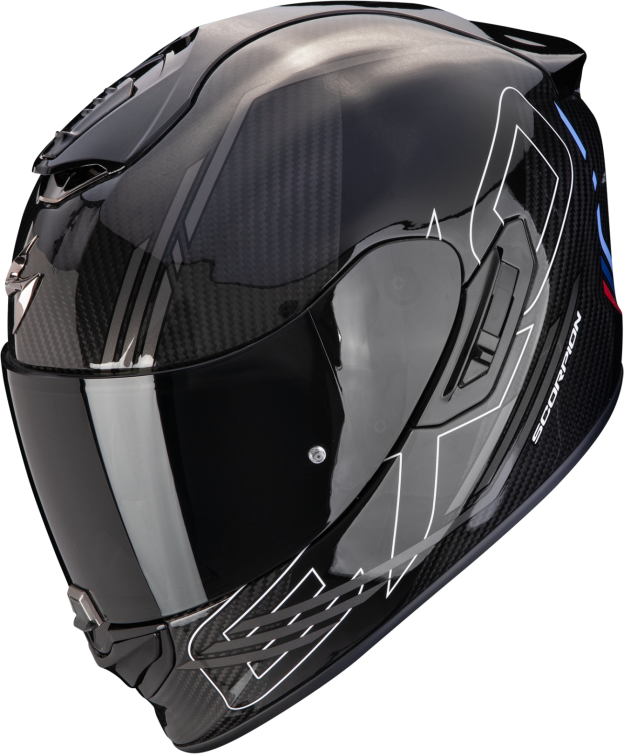 Casco Scorpion Exo-1400 Evo II Carbon Air Reika Negro Plata Azul  140-432-322