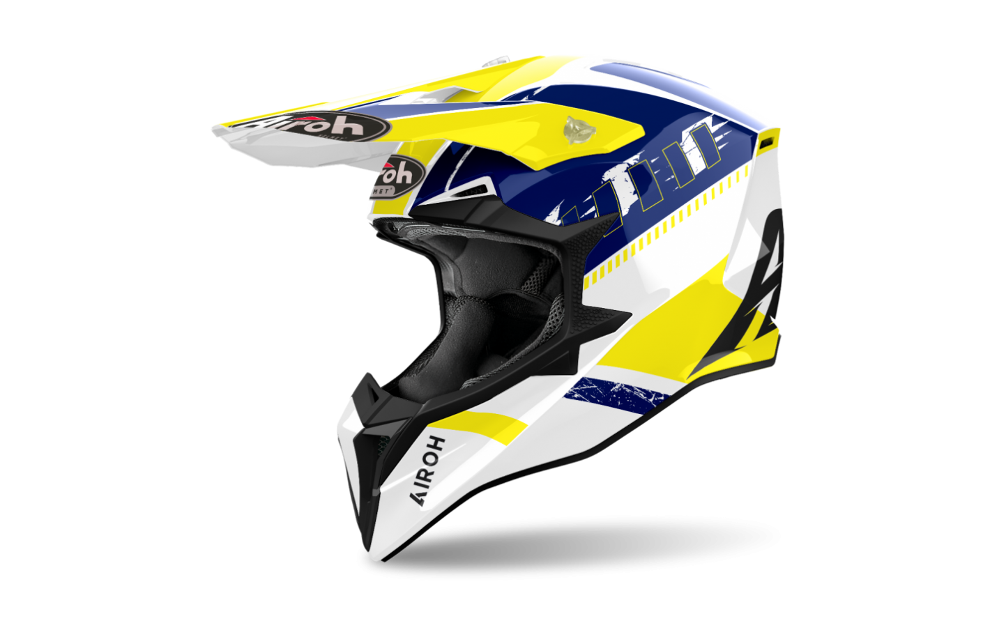 Casco Airoh Wraaap Feel Amarillo Azul Brillo  WRF18