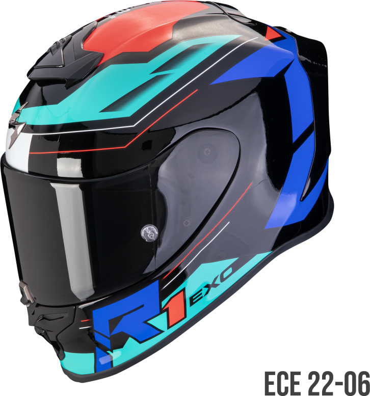 Casco Scorpion EXO R1 Evo Air Blaze Negro Azul Rojo  110-441-296