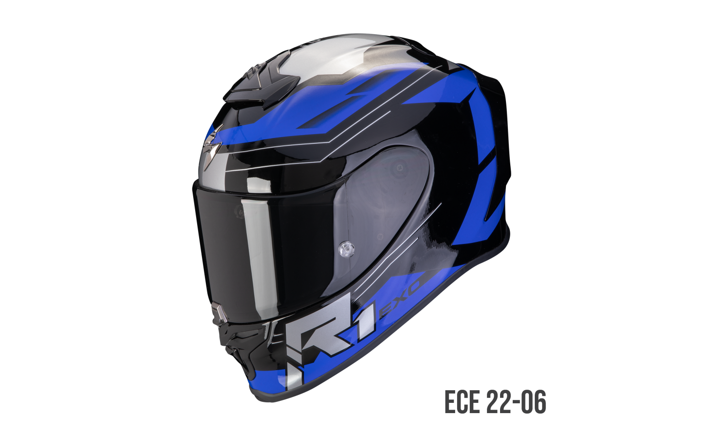 Casco Scorpion EXO R1 Evo Air Blaze Negro Azul  110-441-66