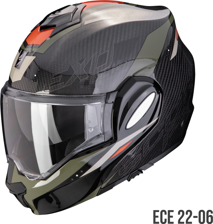 Casco Scorpion EXO Tech Evo Carbon Rover Negro Verde  118-433-69