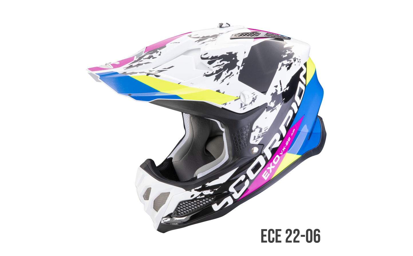 Casco Scorpion VX 22 Air Cx Blanco Negro Azul  32-438-165