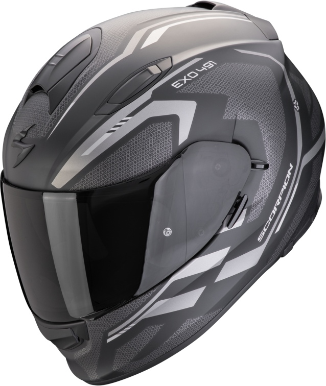 Casco Scorpion Exo 491 Kripta Negro Mate Plata  48-450-159