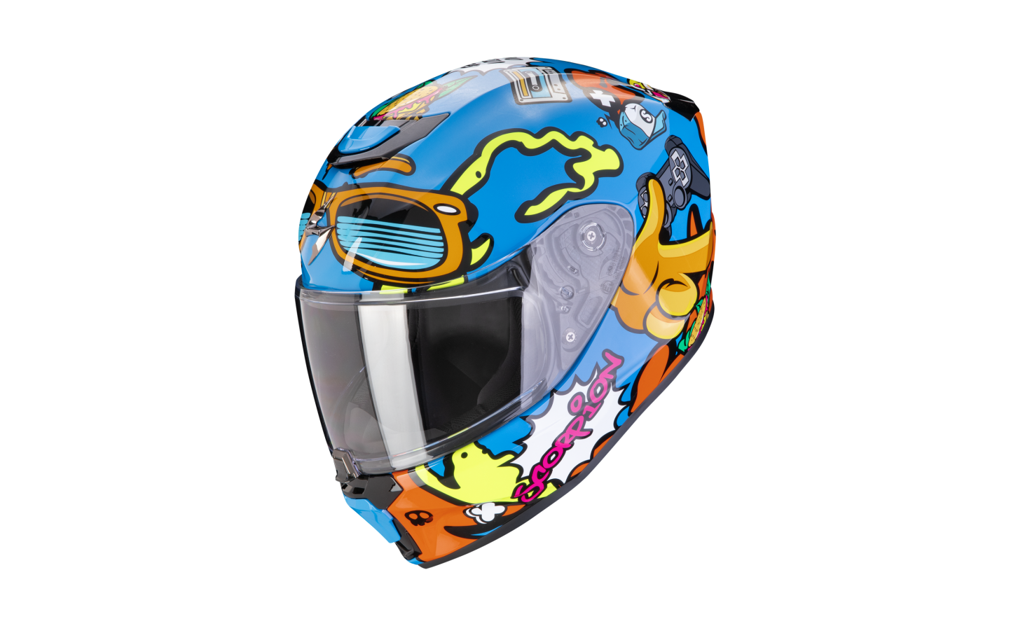 Casco Scorpion Infantil Exo-Jnr Fun Azul Naranja  120-437-204