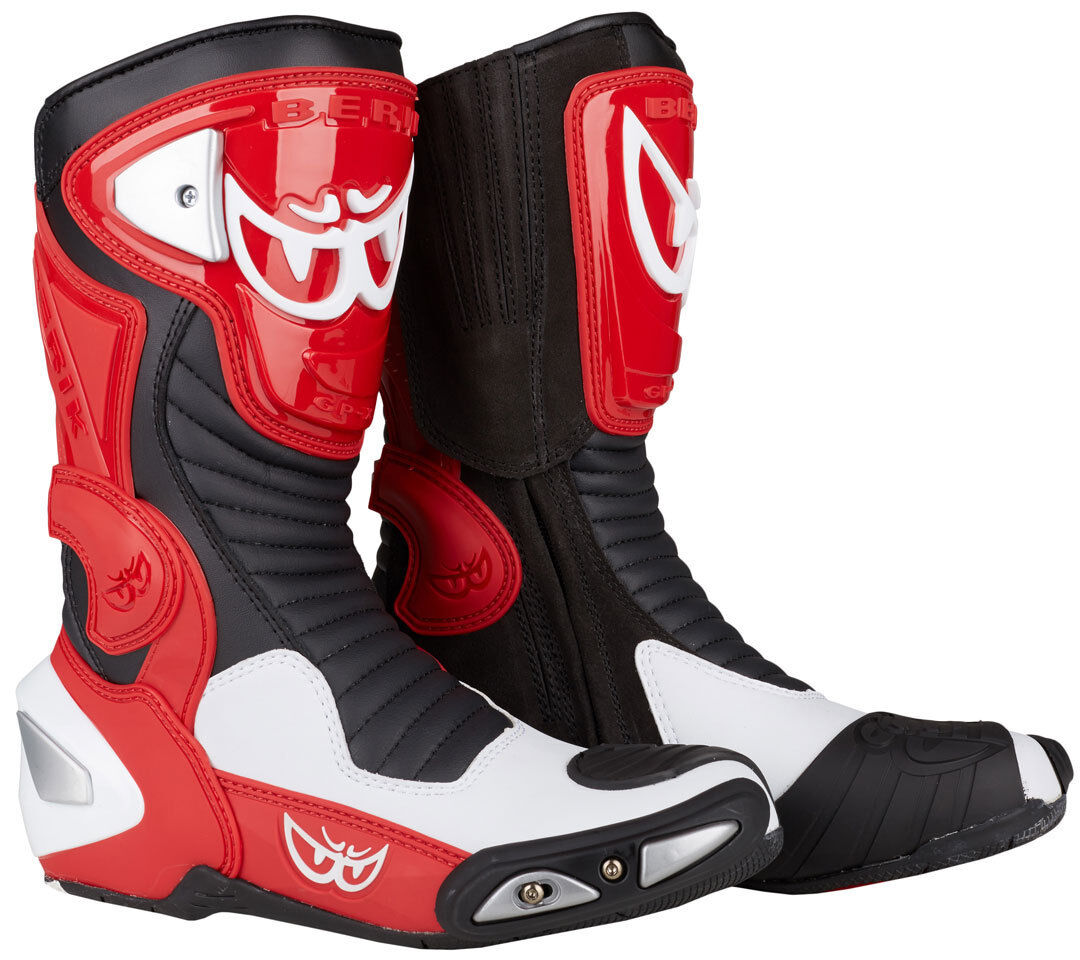 Berik Race-X Racing Botas de moto - Negro Blanco Rojo (48)