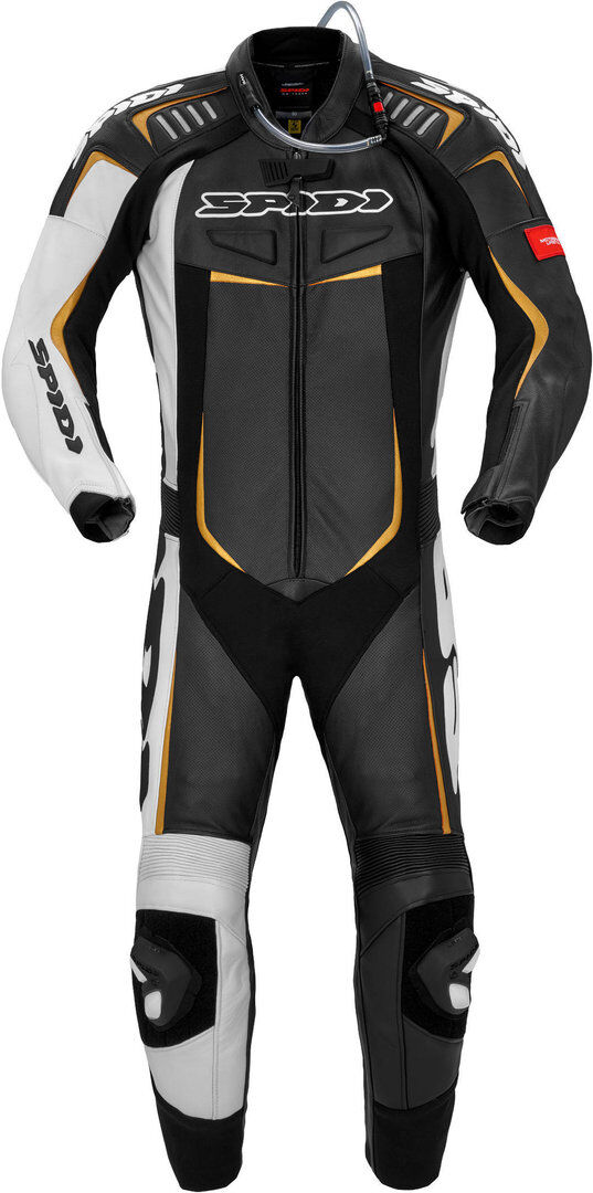 Spidi Track Wind Pro Traje de cuero de motocicleta de una sola pieza - Negro Oro (50)