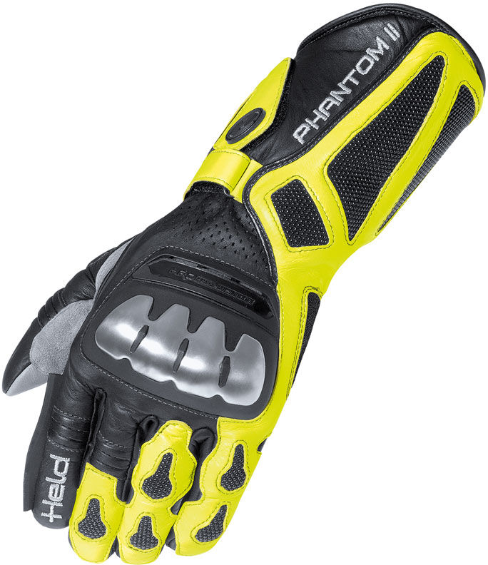 Held Phantom II Guantes de la motocicleta - Negro Amarillo (2XL)