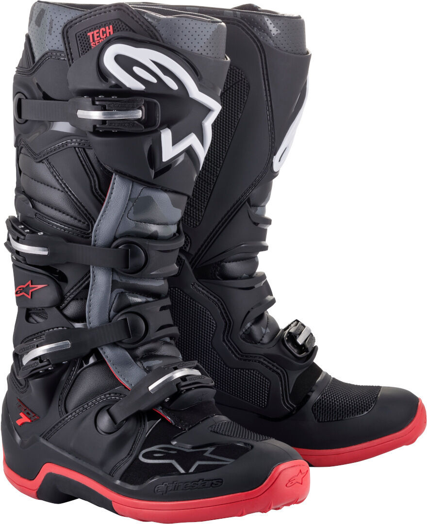 Alpinestars Tech 7 Botas de motocross - Negro Gris Rojo (51)