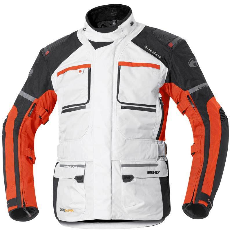 Held Carese II chaqueta textil de motocicleta para damas y hombres - Gris Naranja (S)