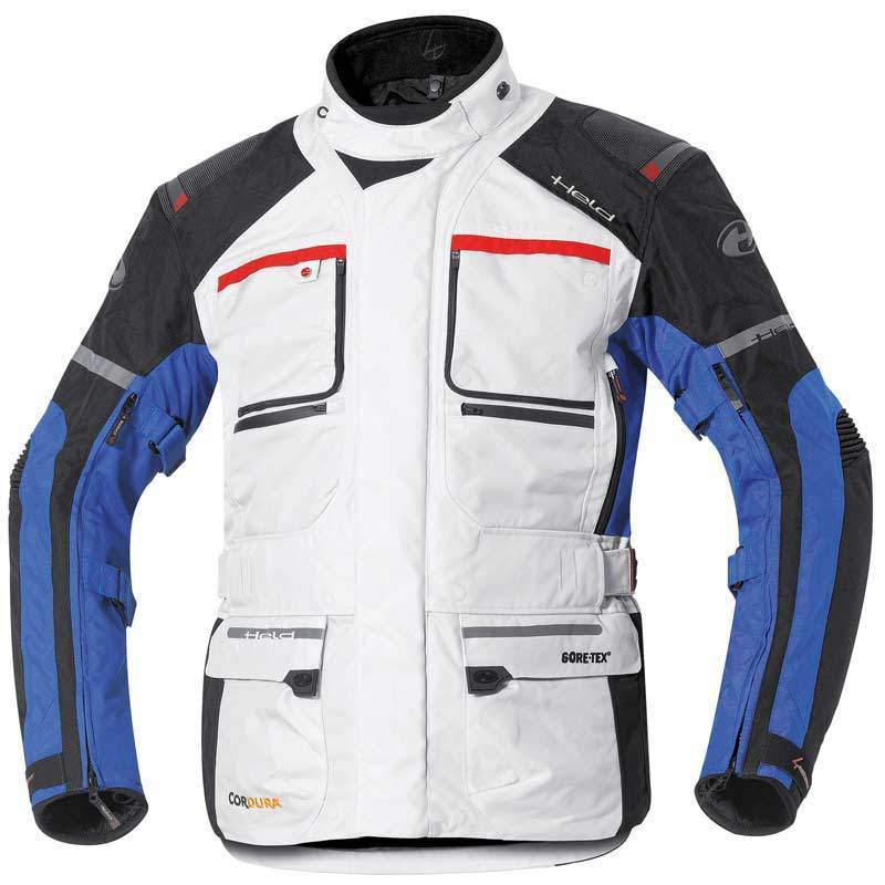 Held Carese II chaqueta textil de motocicleta para damas y hombres - Gris Azul (XS)