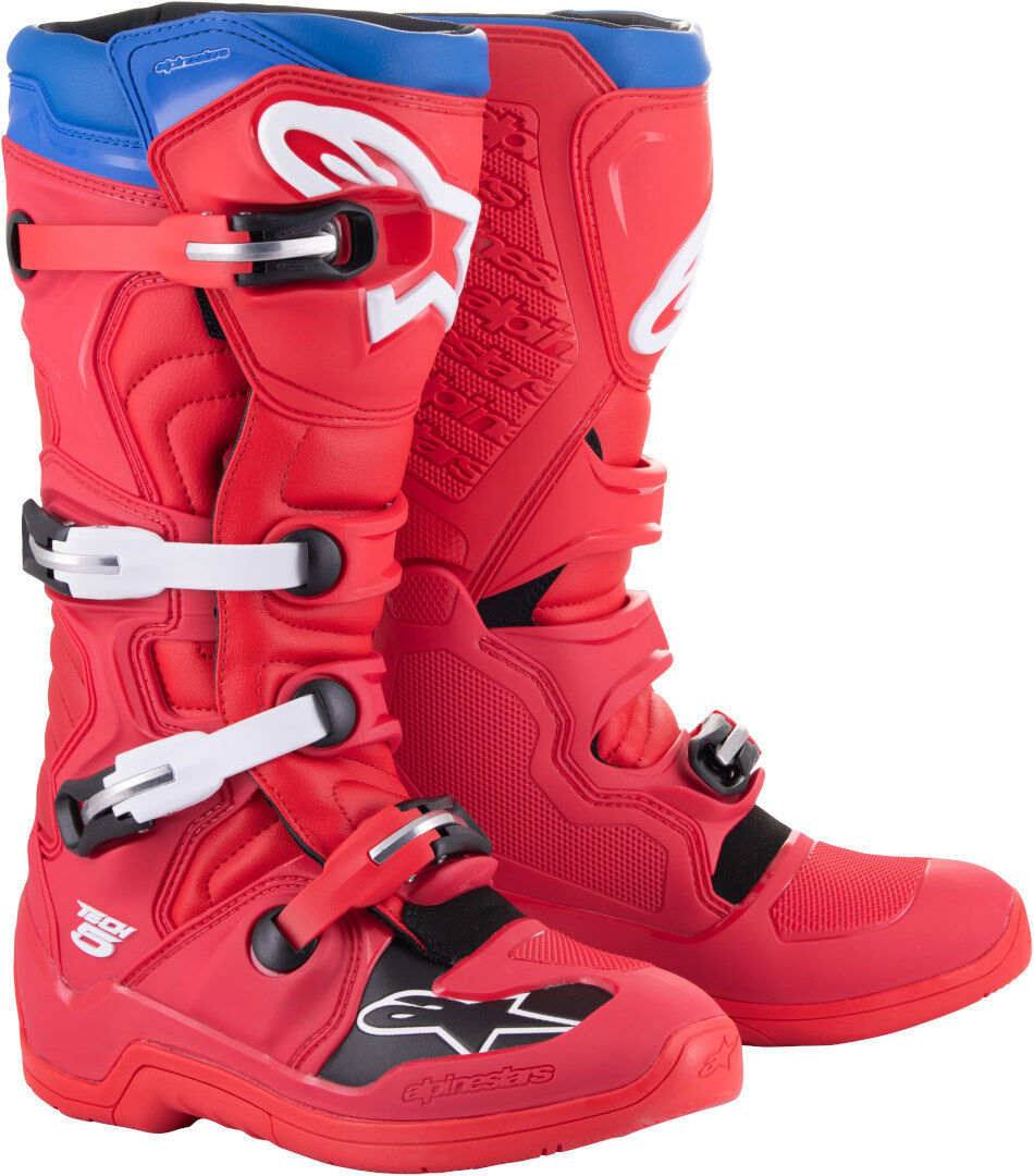 Alpinestars Tech 5 Botas de Motocross - Blanco Rojo Azul (43)