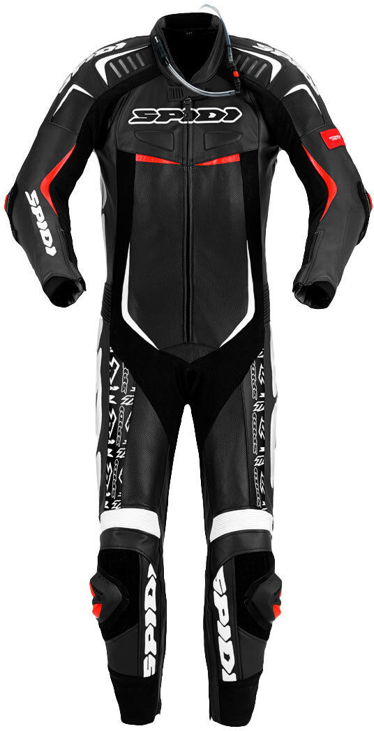 Spidi Track Wind Replica Evo Traje de cuero de motocicleta de una sola pieza - Negro Blanco (46)