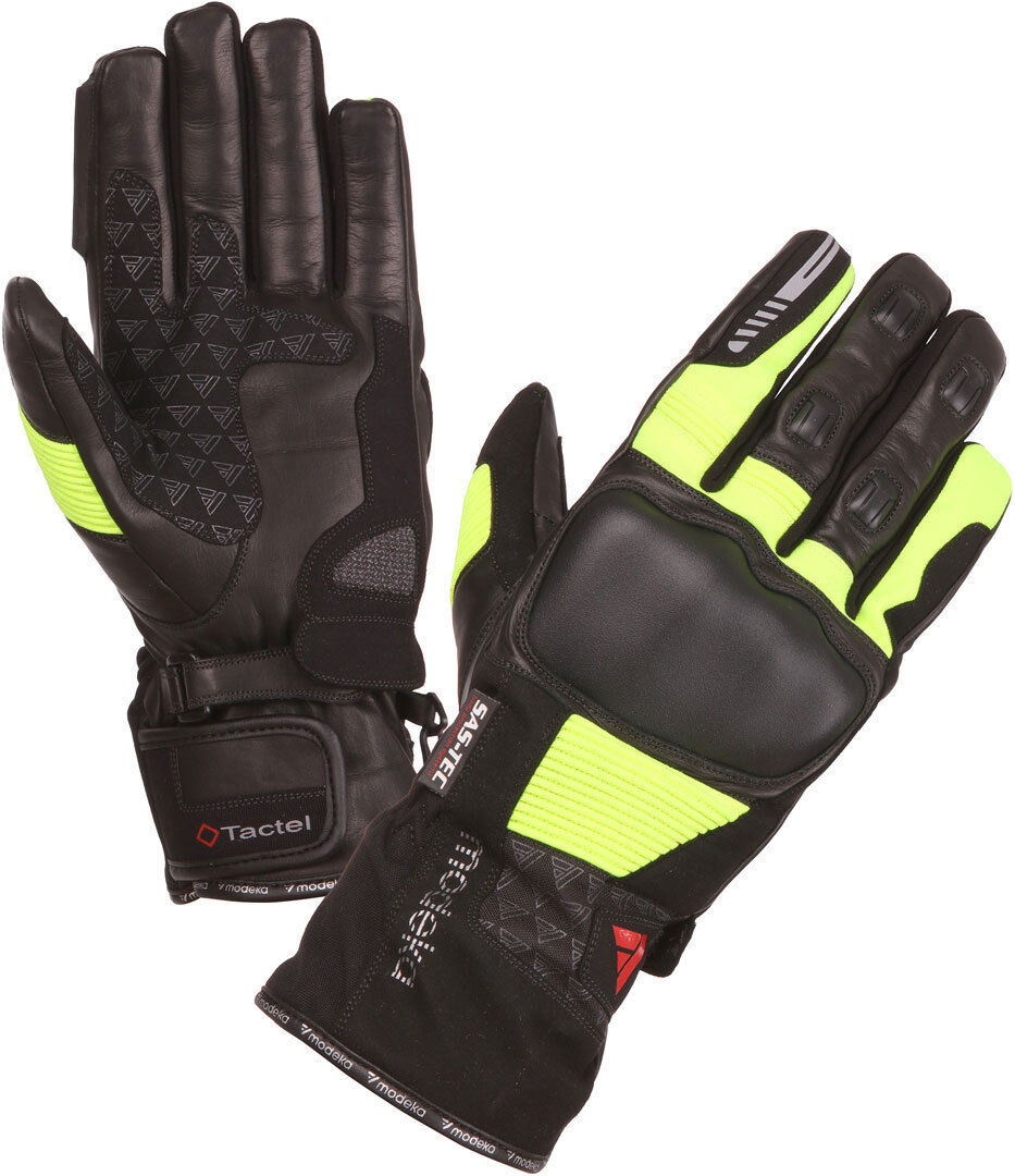 Modeka Tacoma Guantes de la motocicleta - Negro Amarillo (XL)