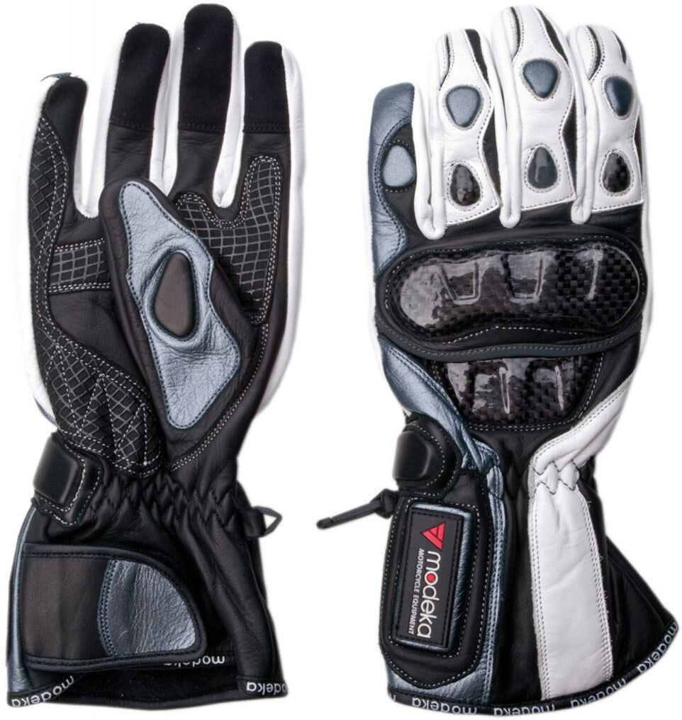 Modeka Sportie Guantes de la motocicleta - Negro Blanco (S M)