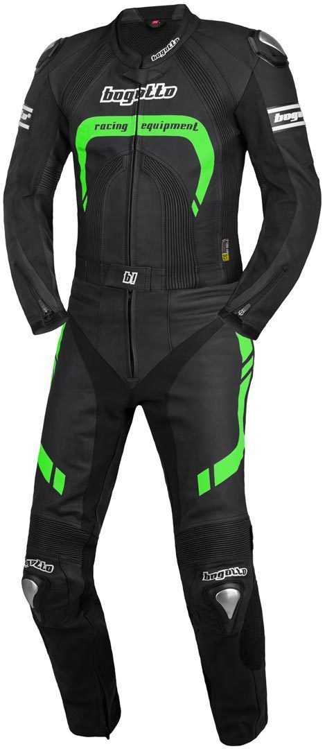 Bogotto Assen Traje de cuero de motocicleta de dos piezas - Negro Verde (56)