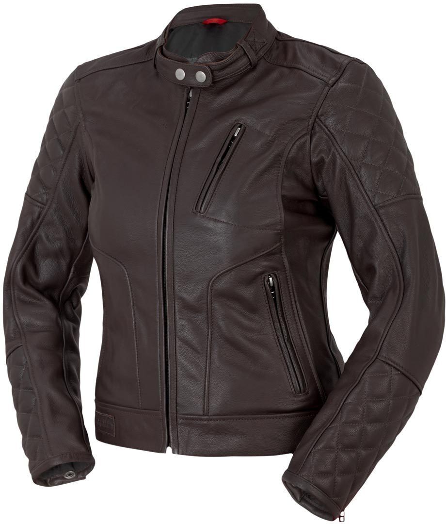 Bogotto Chicago Retro Chaqueta de cuero de moto para mujer - Marrón (36)