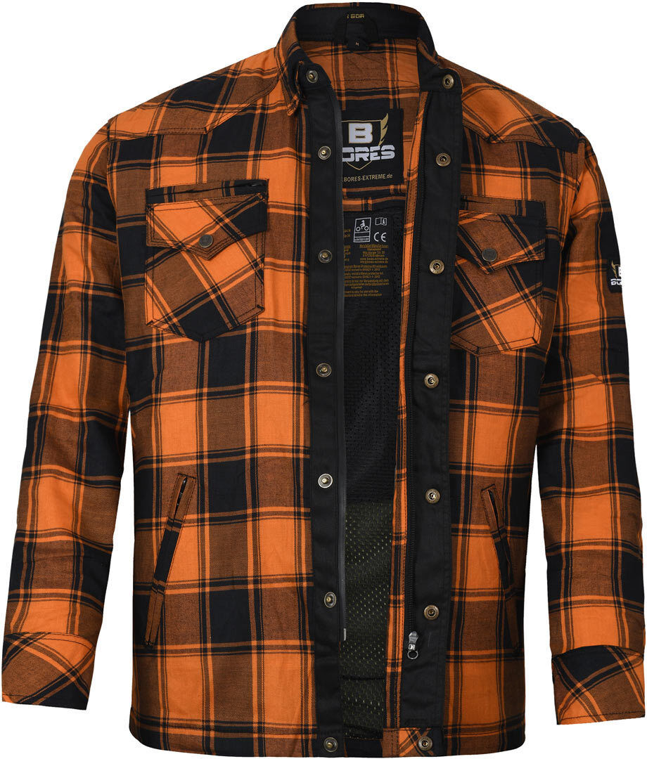 Bores Lumberjack Premium Camisa de moto - Negro Naranja (2XL)