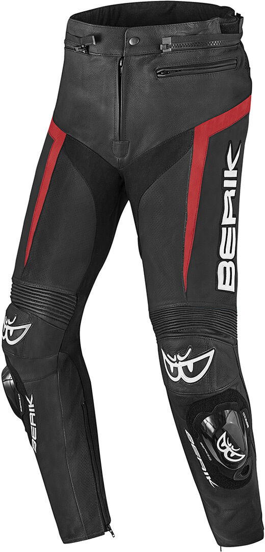 Berik Misle Pantalones de cuero moto - Negro Rojo (60)