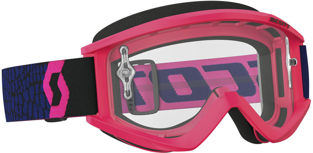 Scott Recoil XI Clear Works Gafas de Motocross azul/Fluo rosa - Rosa Azul (un tamaño)