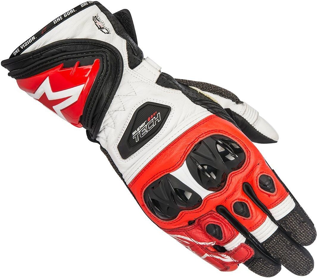 Alpinestars Supertech Racing Guantes - Negro Blanco Rojo (L)