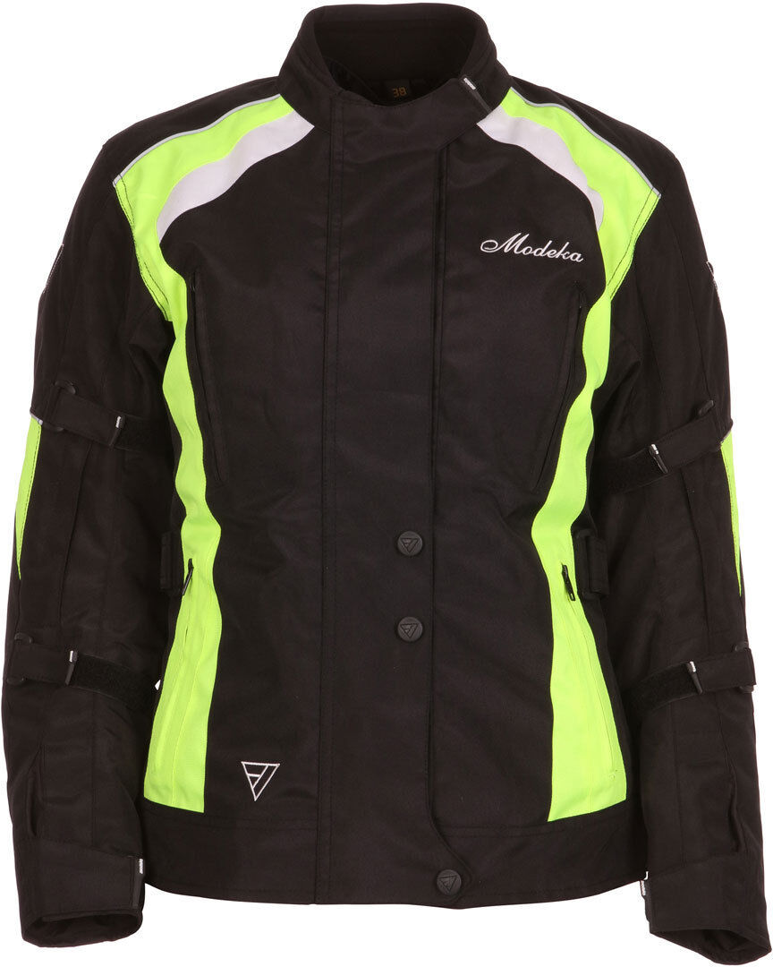 Modeka Janika Chaqueta textil para motocicletas para damas - Negro Amarillo (40)