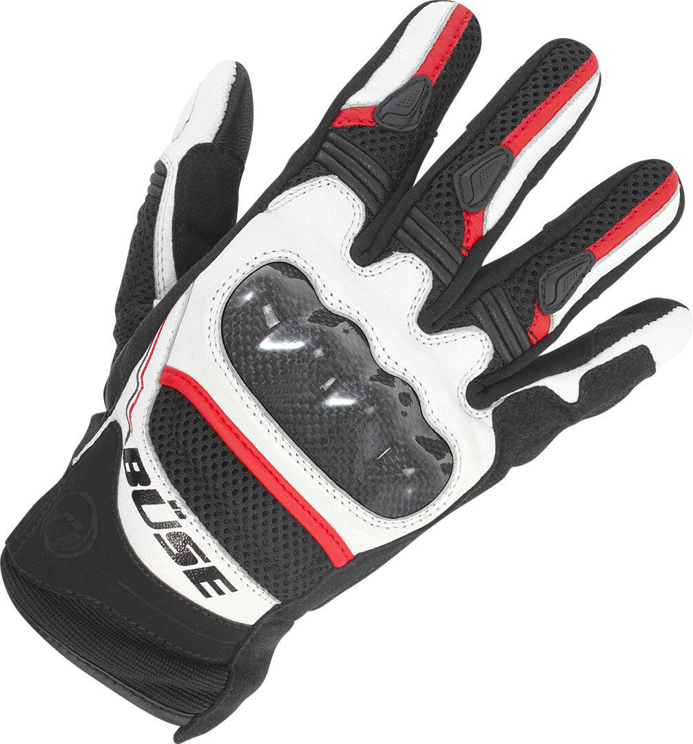 Büse Safe Ride Guantes - Negro Blanco Rojo (2XL)