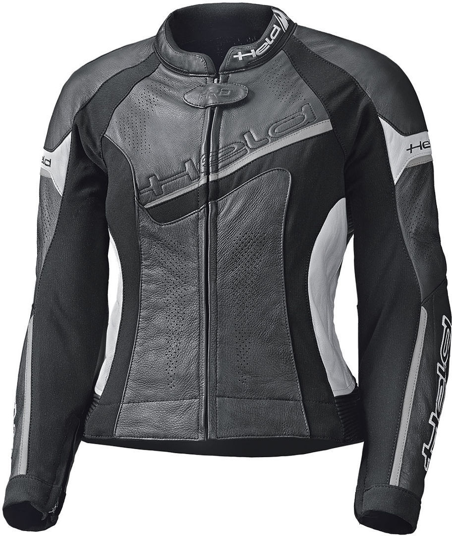 Held Debbie II Chaqueta de cuero de motocicleta para damas - Negro Blanco (42)