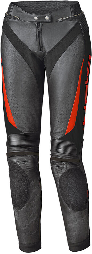 Held Lane II Pantalones de cuero para motocicletas para mujer - Negro Rojo (46)