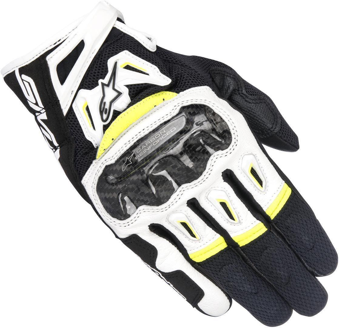 Alpinestars SMX-2 Air Carbon V2 Guantes de moto - Negro Blanco Amarillo (L)