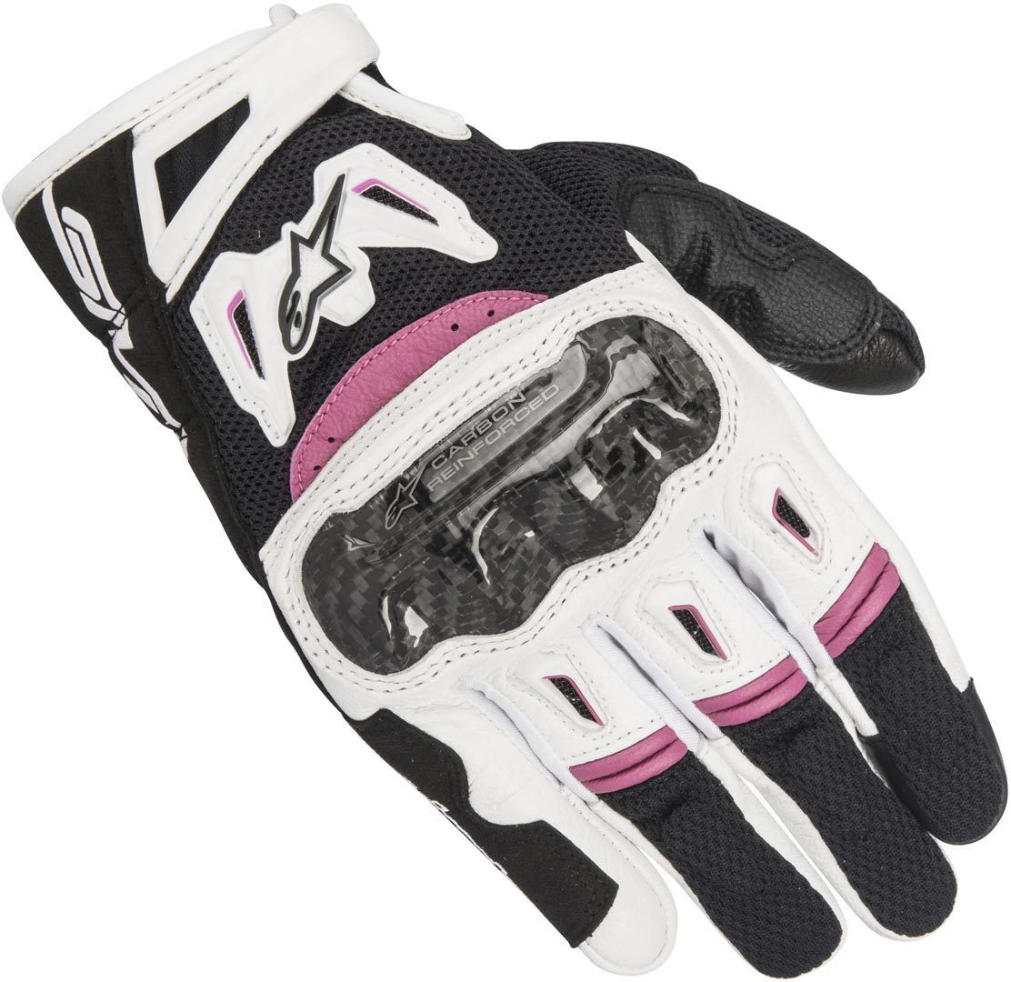 Alpinestars Stella SMX-2 Air Carbon V2 Guantes de la motocicleta de las señoras - Negro Blanco Lila (XS)