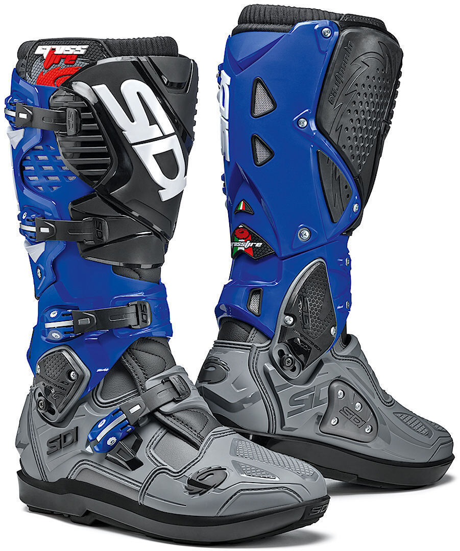 Sidi Crossfire 3 SRS Botas de Motocross - Negro Gris Azul (40)