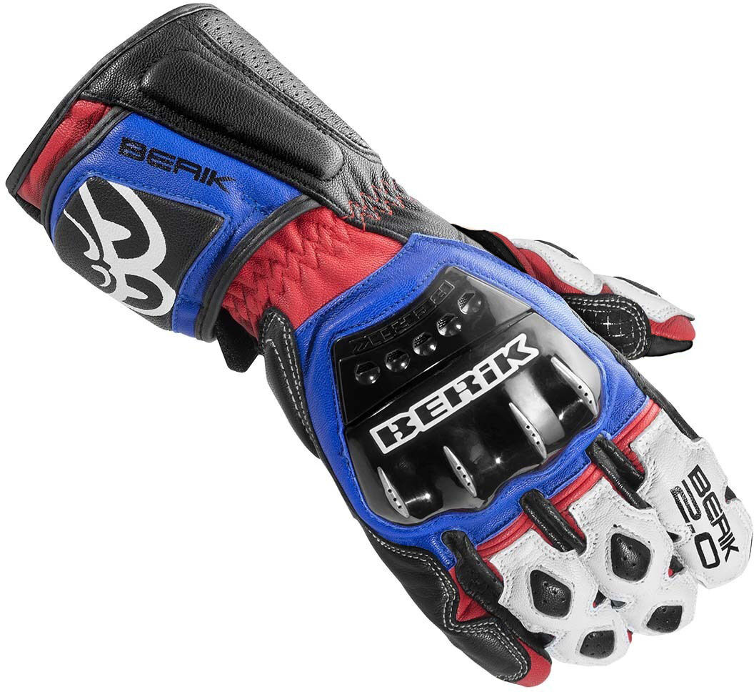 Berik Segullo Guantes de la motocicleta - Negro Blanco Rojo (XS)