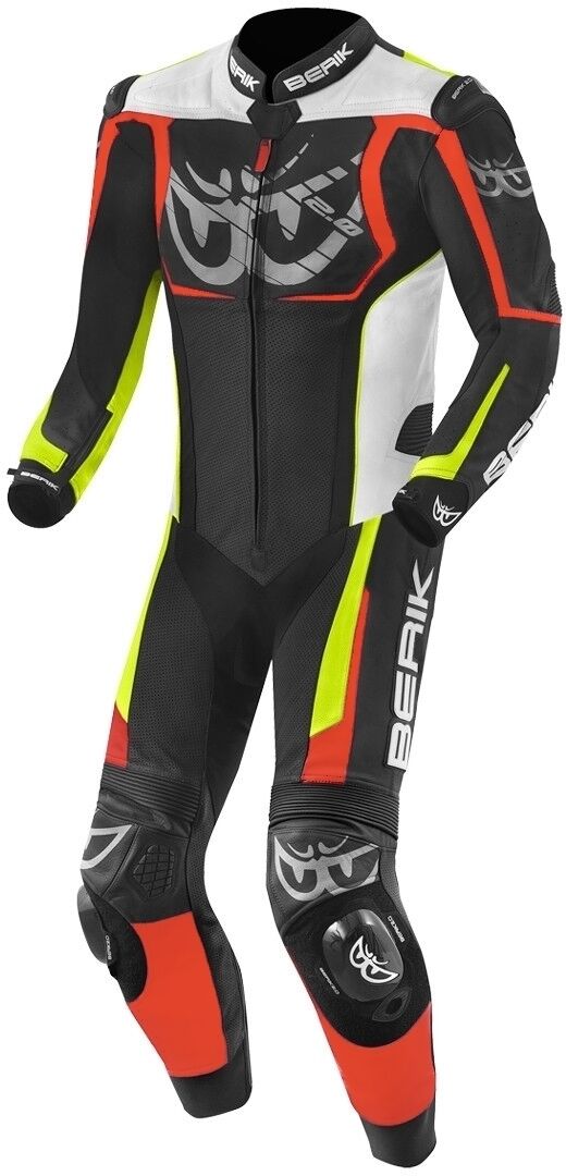 Berik NexG Traje de cuero de una pieza de la motocicleta - Negro Gris Rojo Amarillo (54)