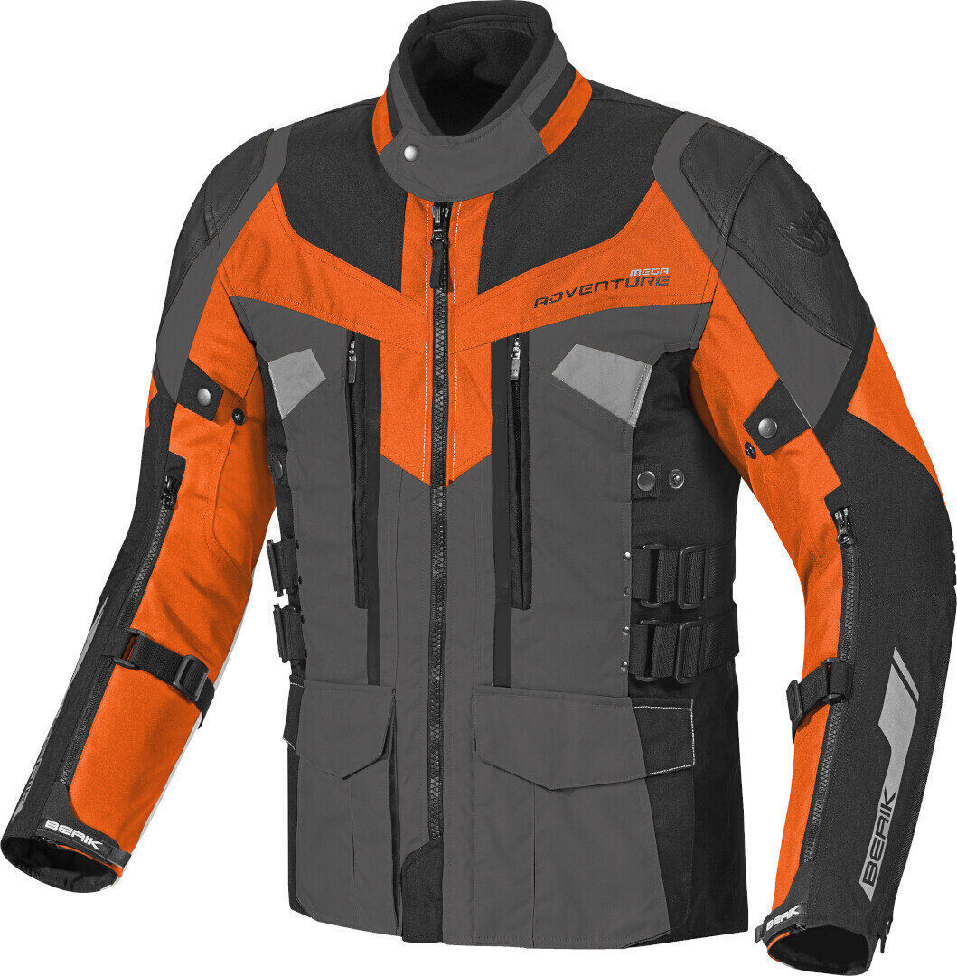 Berik Striker Chaqueta textil impermeable para motocicleta 3 en 1 - Negro Gris Naranja (56)