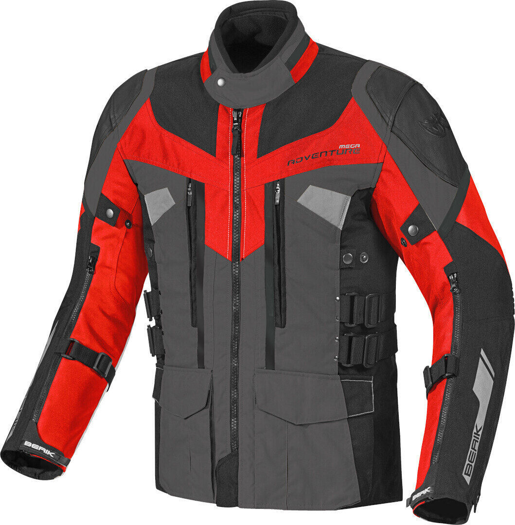 Berik Striker Chaqueta textil impermeable para motocicleta 3 en 1 - Negro Gris Rojo (50)