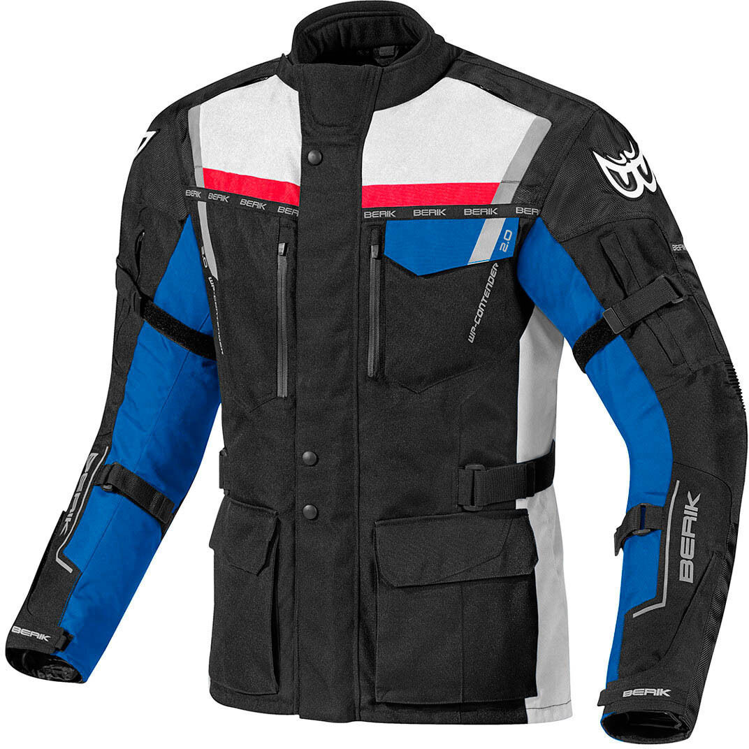 Berik Torino Waterproof Chaqueta textil de moto - Negro Rojo Azul (56)