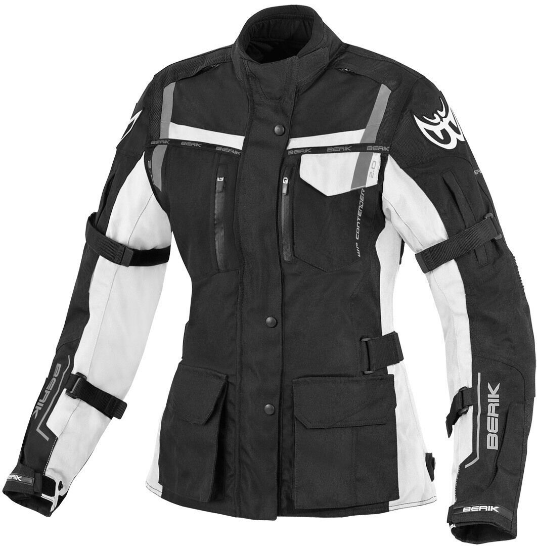 Berik Torino Impermeable señoras chaqueta textil de la motocicleta - Negro Blanco (50)