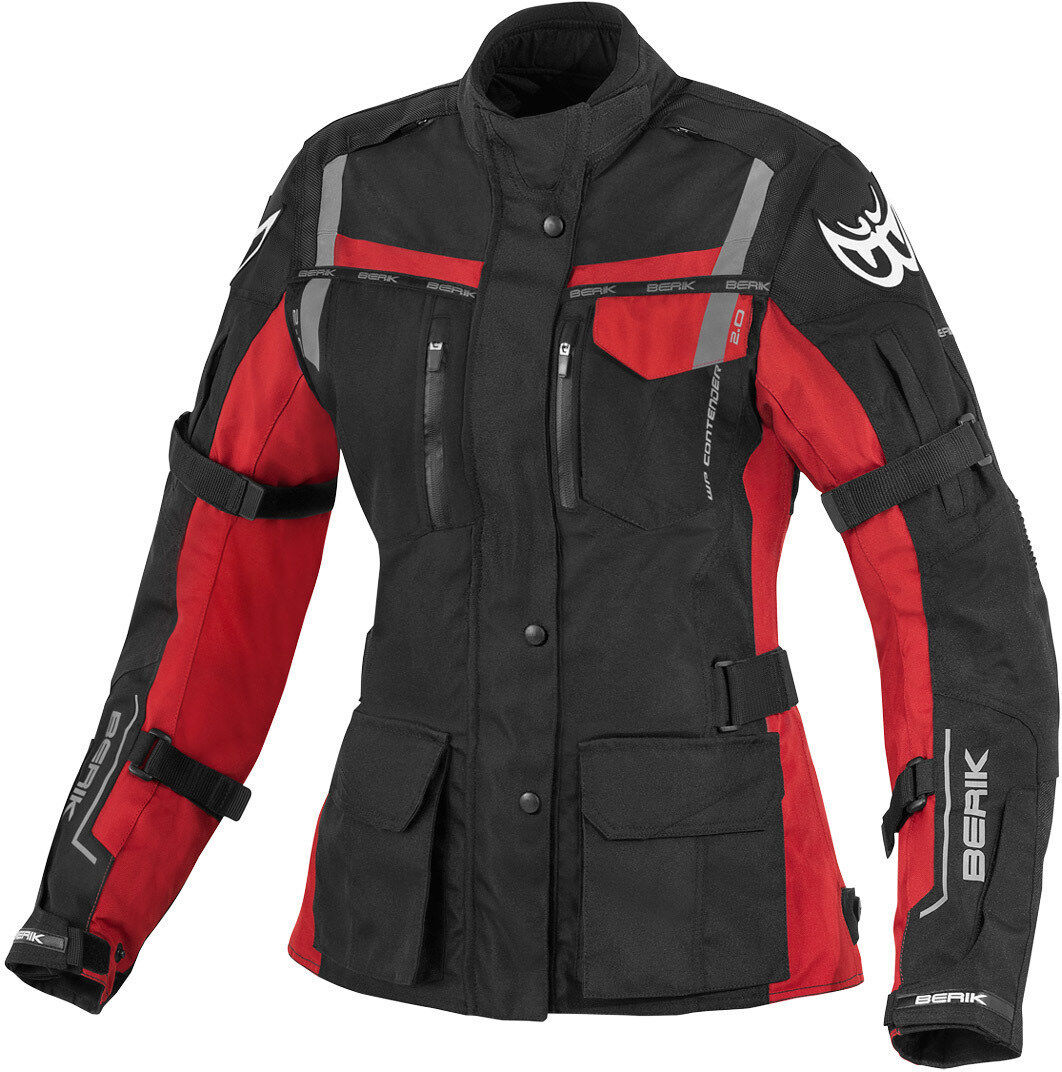 Berik Torino Impermeable señoras chaqueta textil de la motocicleta - Negro Rojo (44)