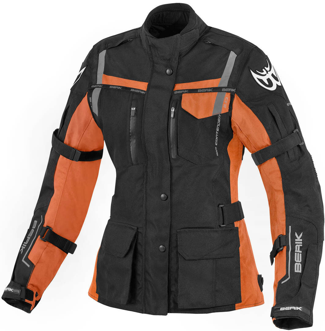 Berik Torino Impermeable señoras chaqueta textil de la motocicleta - Negro Naranja (46)