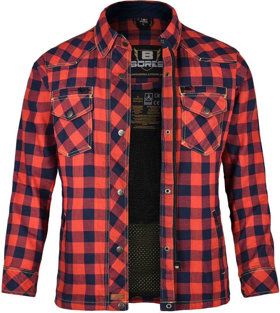 Bores Lumberjack Premium Camisa de moto para mujer - Rojo Azul (M)