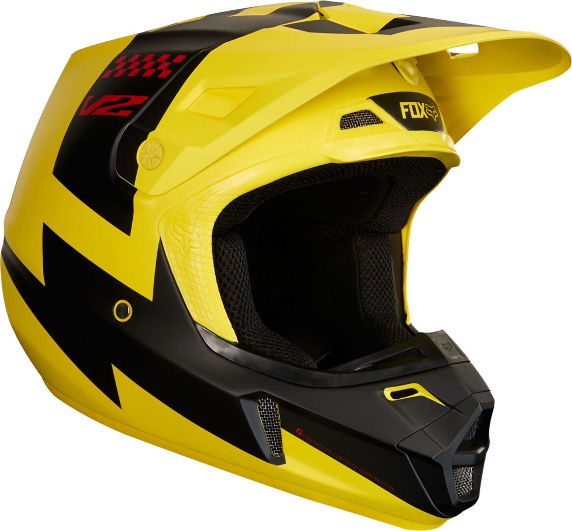 Fox V2 Master Casco MX - Negro Amarillo