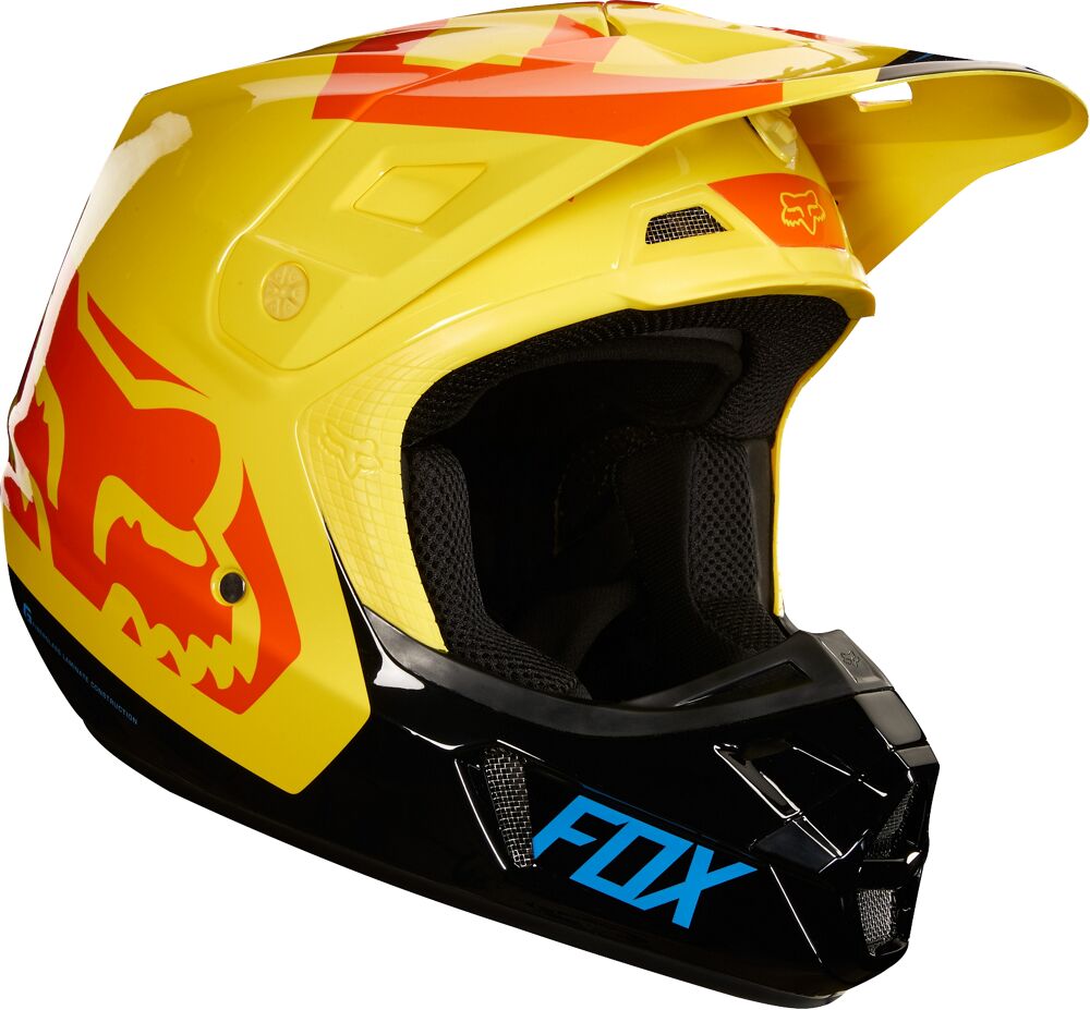 Fox V2 Preme Casco de motocross - Negro Rojo Amarillo (L)