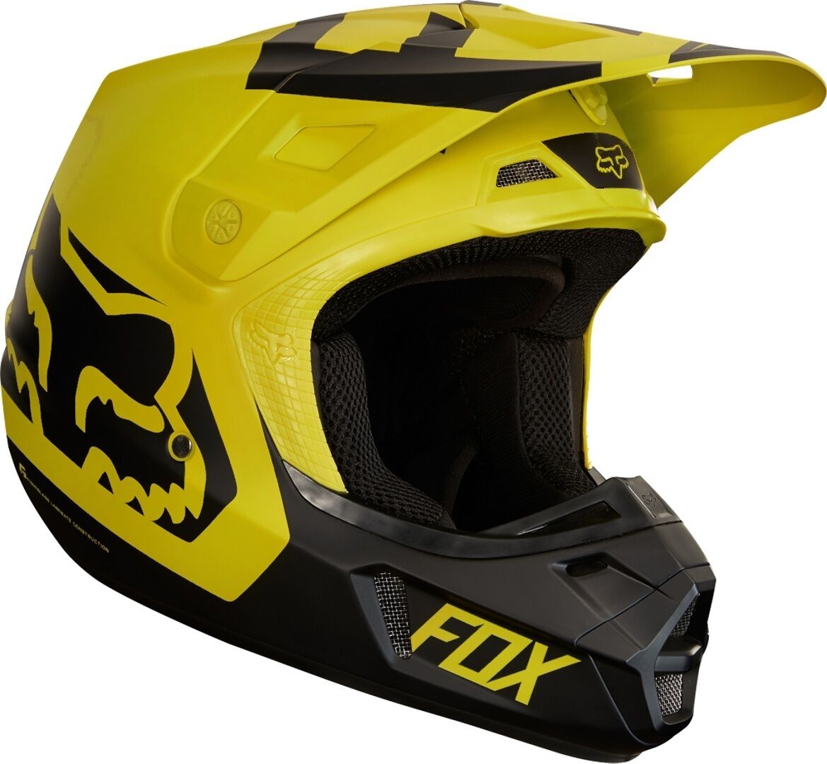 Fox V2 Preme Casco de motocross - Negro Amarillo (S)