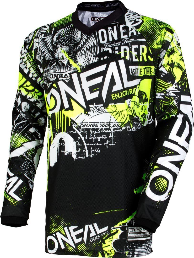Oneal Element Attack Jersey Juvenil Motocross - Negro Amarillo (XL)