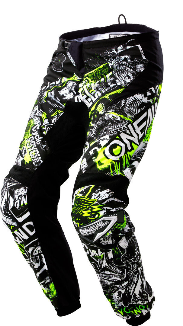 Oneal Element Attack Pantalones de Motocross Juvenil - Negro Amarillo (XL)