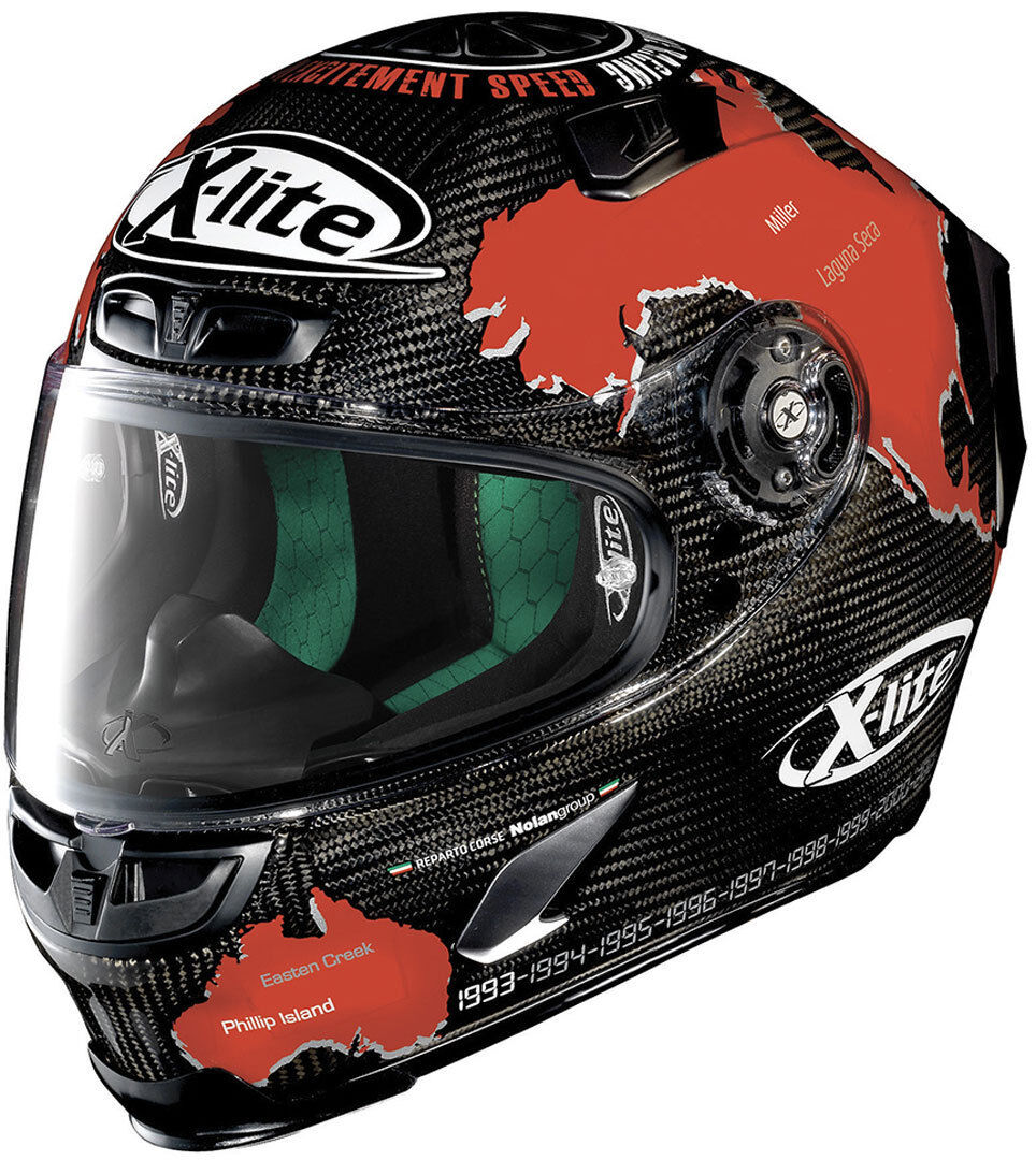 X-Lite X-803 Ultra Carbon Checa Casco - Negro Rojo (L)