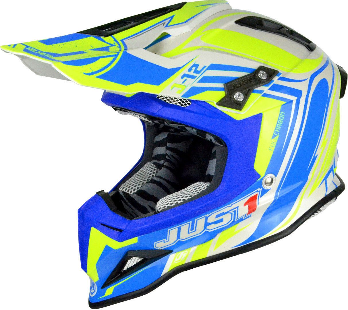 Just1 J12 Flame Casco MX - Azul Amarillo (S)